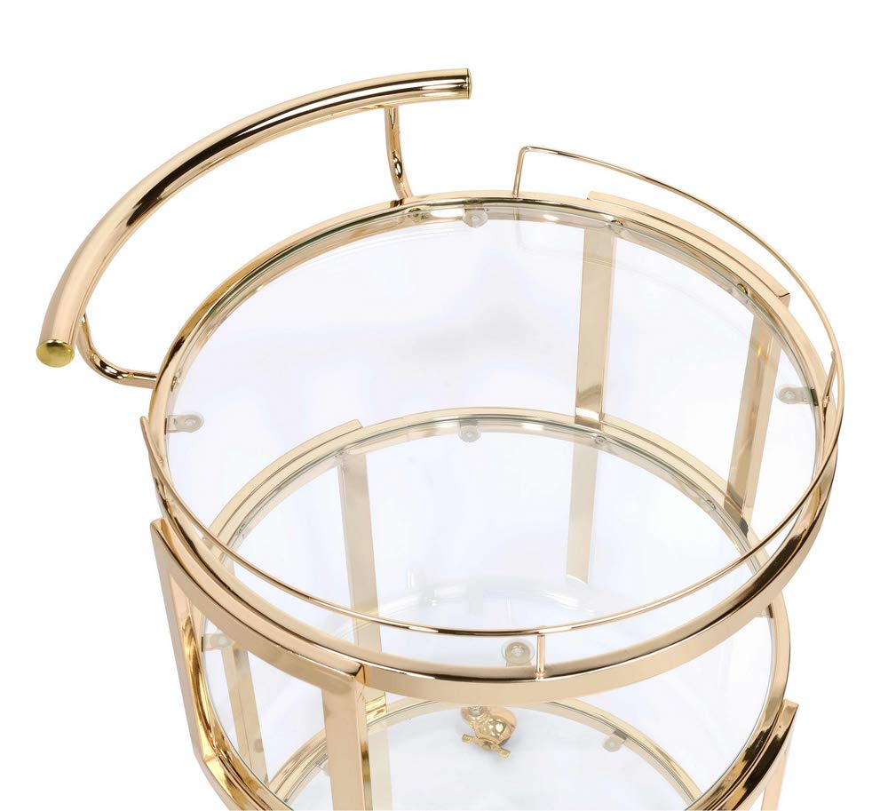 ACME Furniture Madelina cart, Gold & Clear Glass