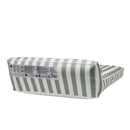 SUNNYLiFE Luxe Double Lounger, Floating Pool Lounger, Water and Land Use, Backrest Design, PVC and Polyester, Seagrass Stripe, 70.87 x 33.46 x 20.47 inches, 9.7 lbs