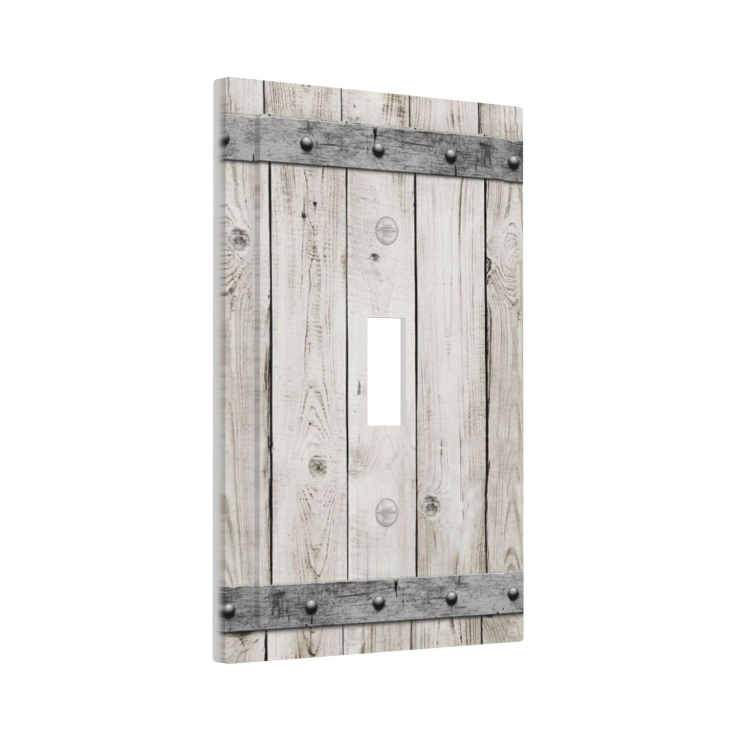 Western Rustic Wooden Barn Door Wood Texture Print Decorative Light Switch Cover 1 Gang Single Toggle Device Electrical Faceplate Switchplates Decorator Outlet Wall Plate for Farmhouse Home Decor