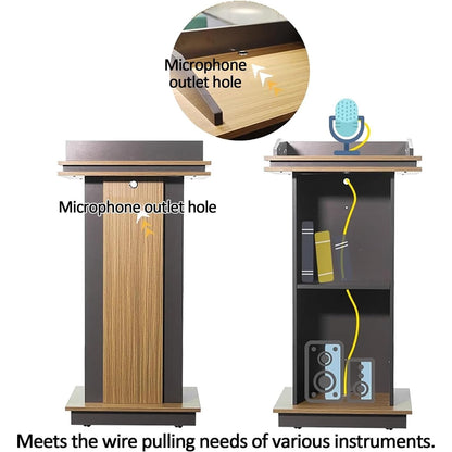 Wooden Podium Stand, Portable Modern Lectern & Hostess Stand, Multi-Function Church Pulpit Reading Desk, Ideal for Concerts, Schools, Offices & Stages