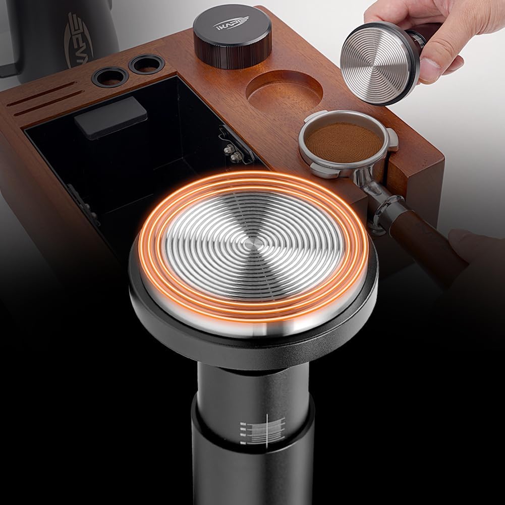 51mm Calibrated Espresso Tamper with Adjustable Pressure Feature, Anodized Aluminum Handle and Stainless Steel Base