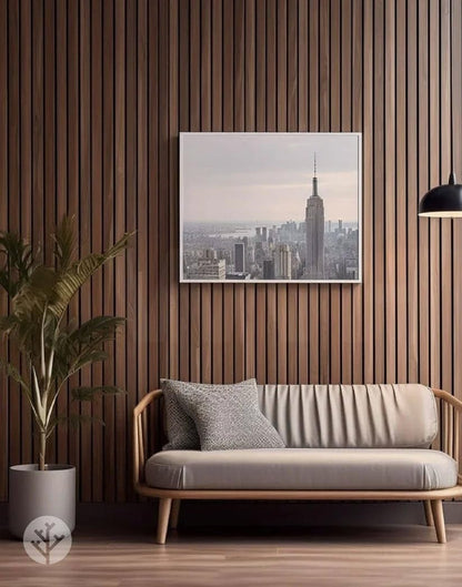 WVH Luxe American Walnut Acoustic Slat Wood Wall Panels, Measures 118.11" x 23.62", Premium Finish, Interior Decor for Walls & Ceilings, Noise Cancelling & Sound Absorbing for Home & Office, 2pcs