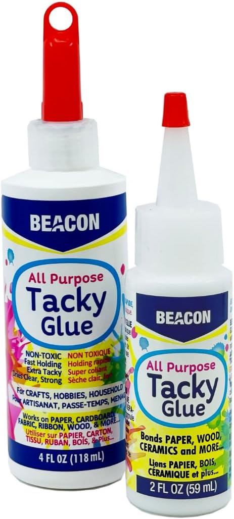 BEACON Premium Tacky Glue, Supreme Adhesion, Fast Grabbing, Easy Clean-Up, 4-Ounce