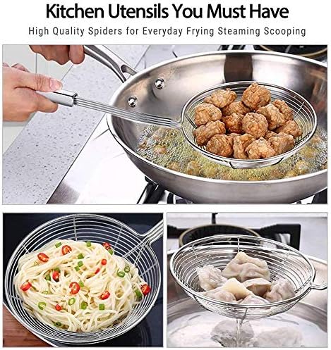 Versatile Stainless Steel Spider Strainer/Skimmer/Ladle - Chirano Kitchen Gadgets Wire Strainer Pasta Strainer Spoon (6