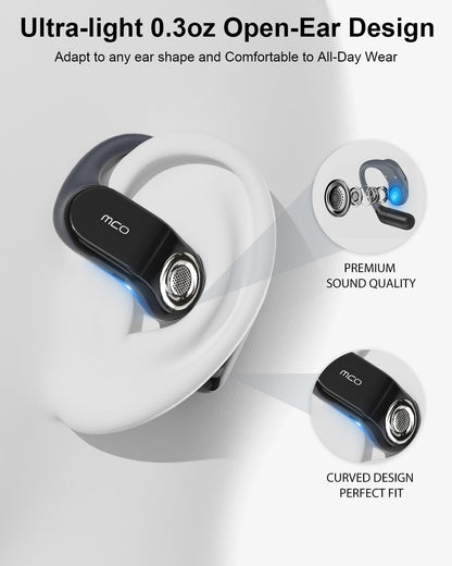 OJW Open Ear Headphones, Unlimited Power Earphones with Case & Replaceable Battery, OWS Bluetooth 5.4 Wireless Headphone with Mic, IPX7 Waterproof Headset for Sports, Compatible with iPhone & Android