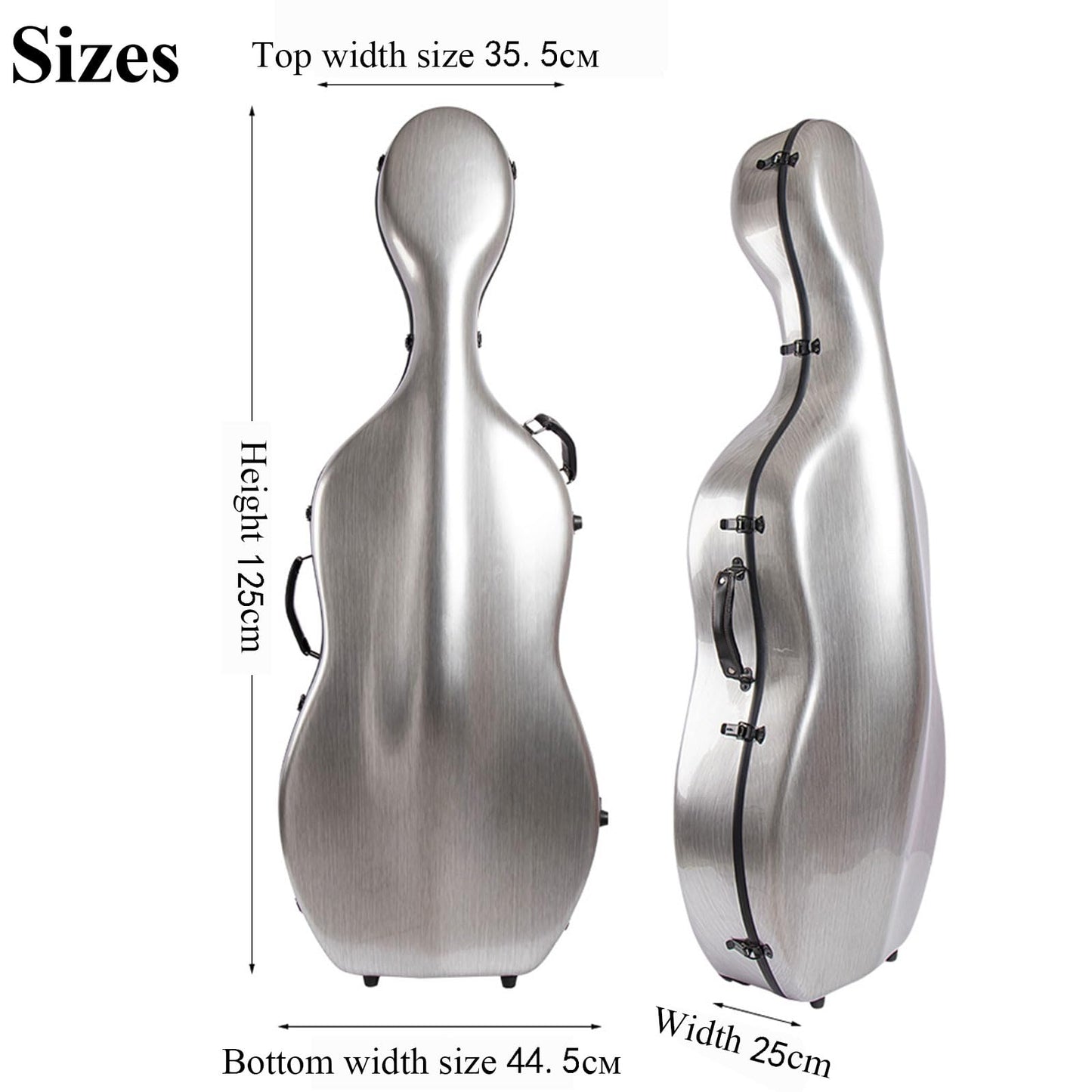 ZerHoc 4/4 Full Size Cello Case Strong Carbon Fiber Hard Shell Cello Box Lightweight with Wheels and Backpack, Sturdy, Portable and Waterproof(Color:Purple)