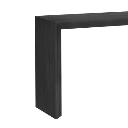 Merax Modern Unique Striped Console Table, Paulownia Solid Wood Veneer Entryway Table for Foyer, Living Room, or Entryway, Black