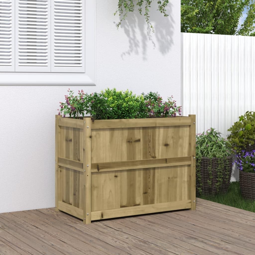 Mhdvray Rustic Large Raised Garden Bed 35.4x35.4x27.6 in Treated Solid Pine Wood Elevated Planter Box Outdoor Flower & Vegetable Gardening Patio Balcony