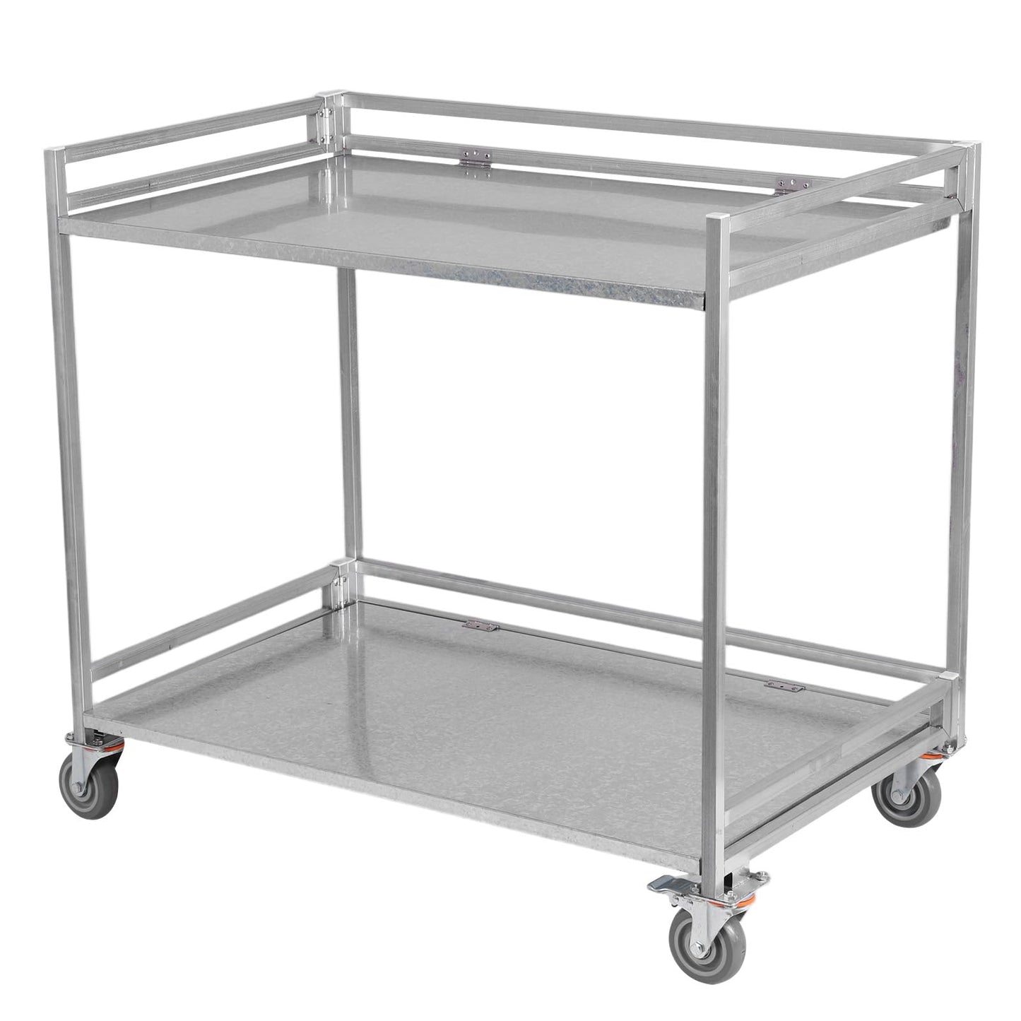 Generic 2-Shelf Utility/Service Cart Metal Storage Carts with Wheels 660lbs Capacity with Handle for Warehouse/Garage/Cleaning/Manufacturing