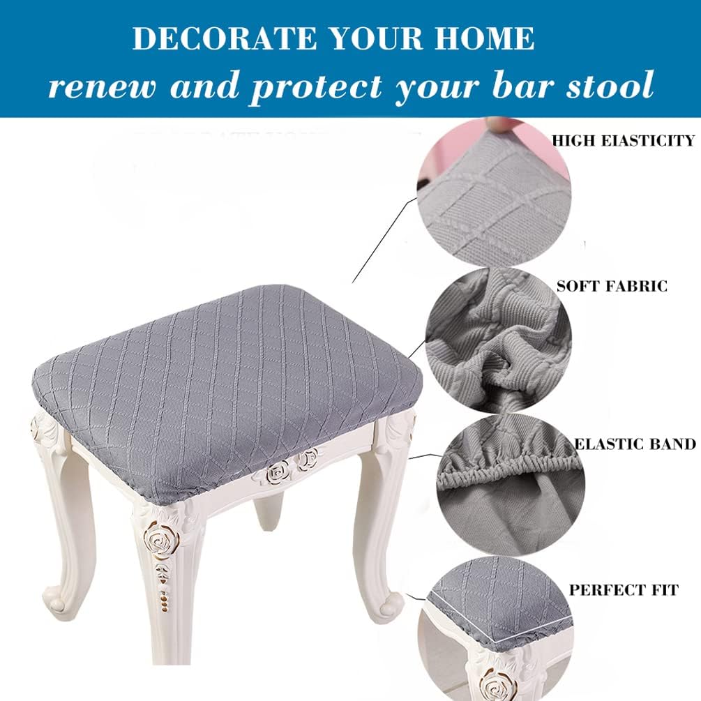 HFCNMY Rectangle,2 Pack Counter Stool Covers Stretch Rectangle Bar Stool Covers Jacquard Vanity Stool Cover Washable