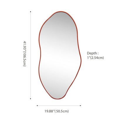 JONATHAN Y MIR200B Everly 20 in. W x 42 in. H Large Irregular Framed Decorative Wall Mirror, Anti-Rust for Bathroom, Living Room, Bedroom, Red