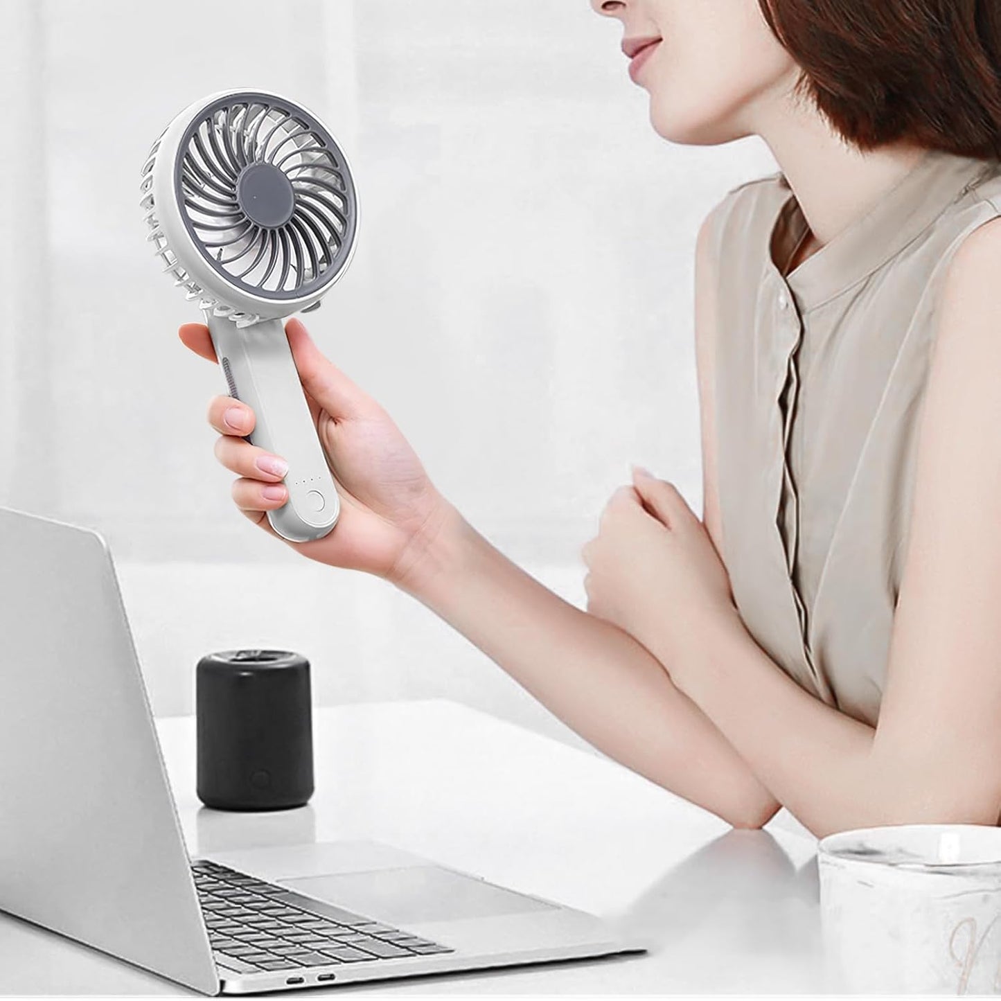 Mollie 3-Inch Mini USB Rechargeable Portable Handheld Fan, 3-Speeds Battery Operated for Travel, Camping, Office, Home