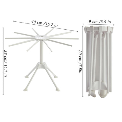 2 Pack Foldable Pasta Drying Rack, Homemade Fresh Spaghetti Stand Collapsible Dryer Noodle Hanger for Kitchen with 10 Arms, White