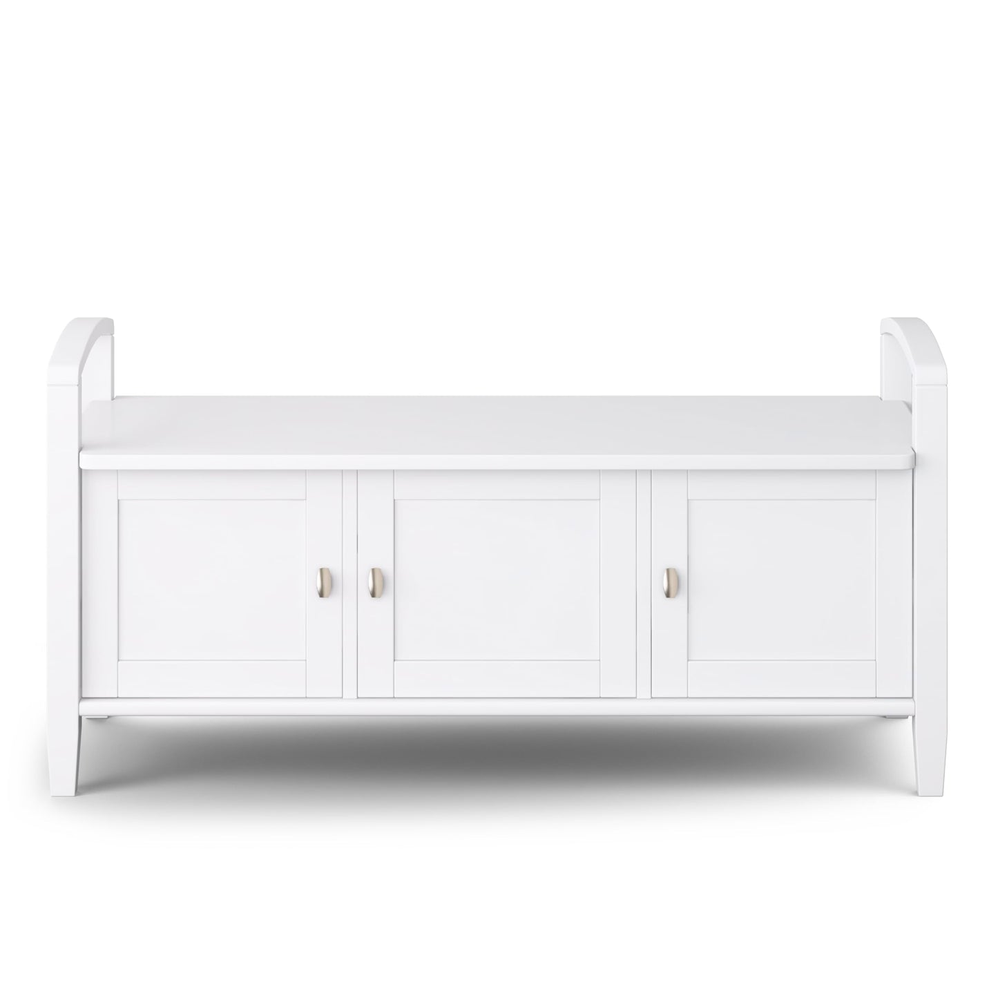 SIMPLIHOME Warm Shaker Entryway Storage Bench - 44 inch Wide Solid Wood Storage Seat in White, Transitional Bench Seat for Mudroom or Living Room with Lift-Up Lid and Shaker-Style Panels