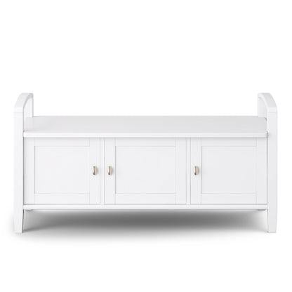 SIMPLIHOME Warm Shaker Entryway Storage Bench - 44 inch Wide Solid Wood Storage Seat in White, Transitional Bench Seat for Mudroom or Living Room with Lift-Up Lid and Shaker-Style Panels