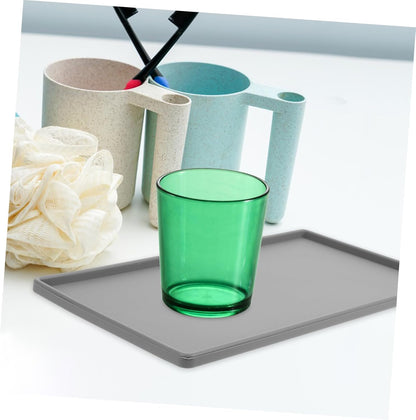 Non-Slip Silicone Vanity Tray, Rectangle Jewelry Tray, Mini Desk Organizer for Toilet, Sink, Soap Coaster