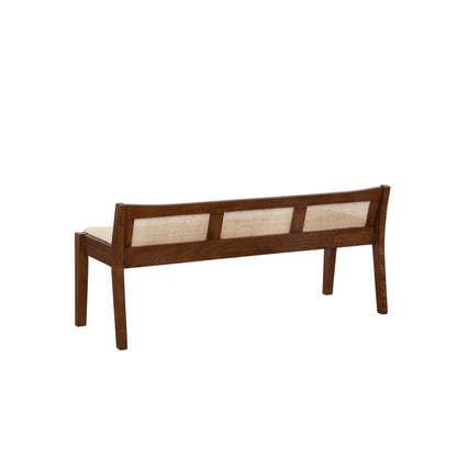 Powell Kasi Brown and Natural Rattan Cane Low Back Wooden Accent Bench