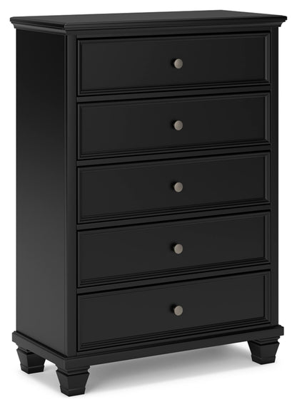 Signature Design by Ashley Lanolee Traditional 5 Drawer Chest for Bedroom, Black