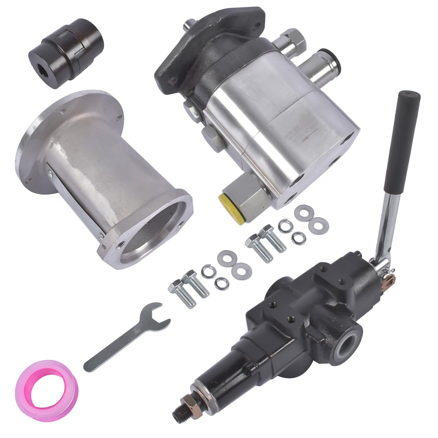 Hydraulic Wood Log Splitter Pump Kit - 22 GPM, 2 Stage 4000 PSI Aluminum Gear Pump with 3600 RPM, Includes Hydraulic Directional Control Valve, Coupling, Installation Base, and 3/4" NPT Outlet
