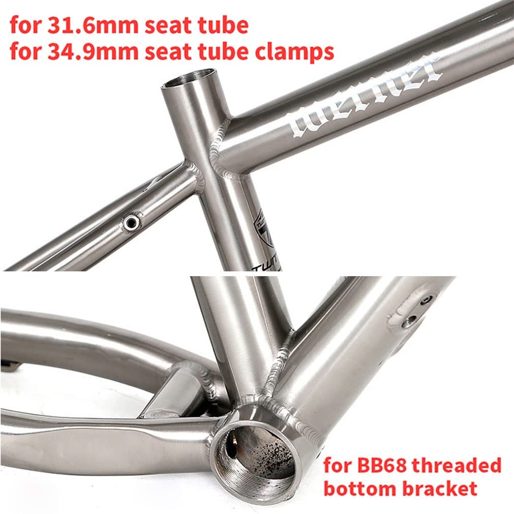 HIMALO Bike Frame 27.5/29er Mountain Bike Frame 15.5''/17''/19'' Lightweight Titanium Alloy Rigid Frame Disc Brake Thru Axle 12x142mm XC AM(29 * 19'')