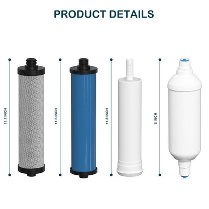 Water Replacement Filter Set with Membrane Compatible with Microline 435 Reverse Osmosis System, Fits TFC-25D, TFC-4, TFC-435 Systems