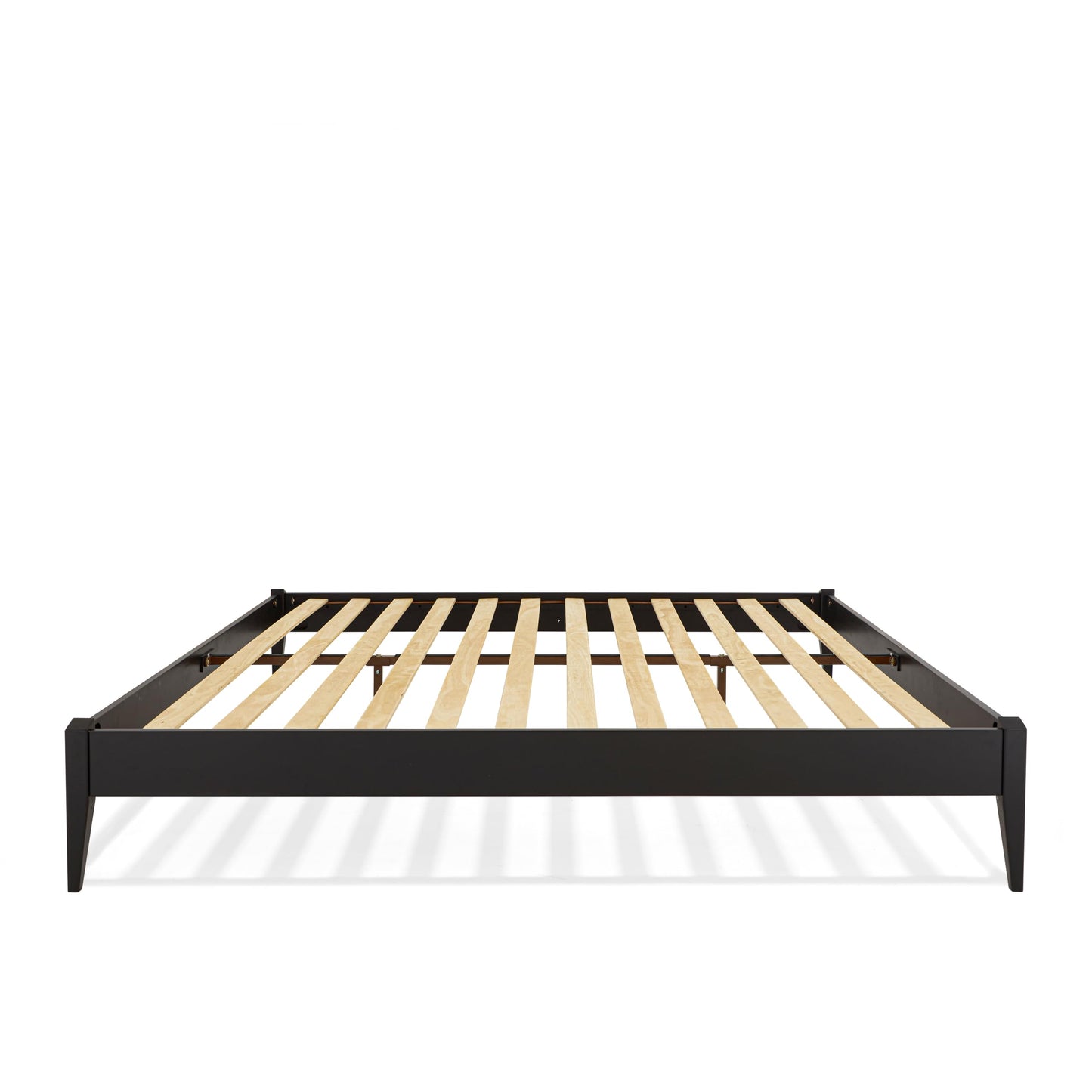 Bme Dinkee King Platform Bed Frame Wood 15 Inch - Solid Wood Bed Frame - Modern & Minimalist Style - 12 Strong Wood Slat Support - Easy Assembly - No Box Spring Needed - Black