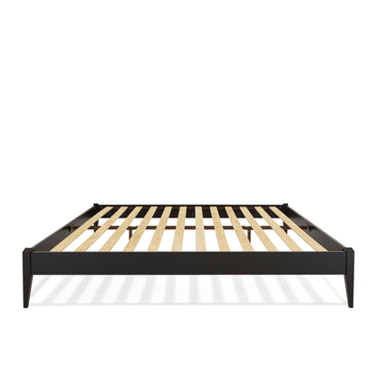 Bme Dinkee King Platform Bed Frame Wood 15 Inch - Solid Wood Bed Frame - Modern & Minimalist Style - 12 Strong Wood Slat Support - Easy Assembly - No Box Spring Needed - Black
