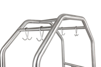 Wholesale Hotel Products Brushed Stainless Steel Luggage Cart –1000lb Capacity–Bellman Cart w/Grey Bumper Guard, Plush Carpet, 2” Welded Steel Frame & 8" Wheels, for 5-Star Hotels (Grand Lux Series)