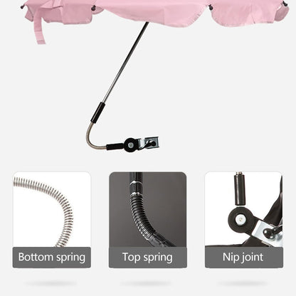 Versatile Beach Umbrella with Clamp for Strollers, Chairs & Golf Carts
