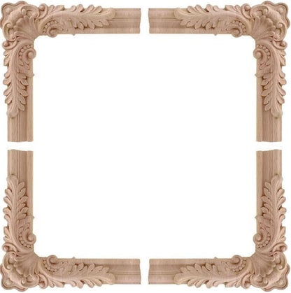 YOKIOU 4PCS 4.7 4.7in (4Corner4.7 4.7in) Decorative Wood Carved Corner Onlay Appliques * for Furniture Door Cabinet *
