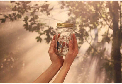 Glass Animated Butterfly in a Jar with LED Light - Gift Decoration (Blue)