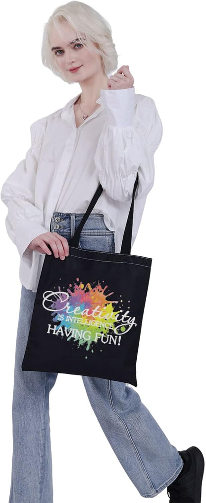 Artist Tote Bag, Creativity is Intelligence Having Fun, Art Teacher Gifts, Art Student Gifts Supply Bag