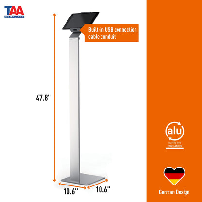 Durable Floor Stand Tablet Holder, Silver/Charcoal Gray