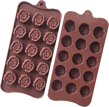 2PCS Non-Stick Candy Silicone Moulds, 15-Cavity Mini Flower Shape Molds for Chocolate Baking, Party & Wedding Gifts
