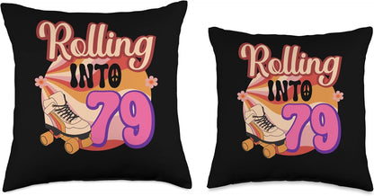In-line Skates Throw Pillow, 16x16, Multicolor Rolling Into 79 Towards 1947