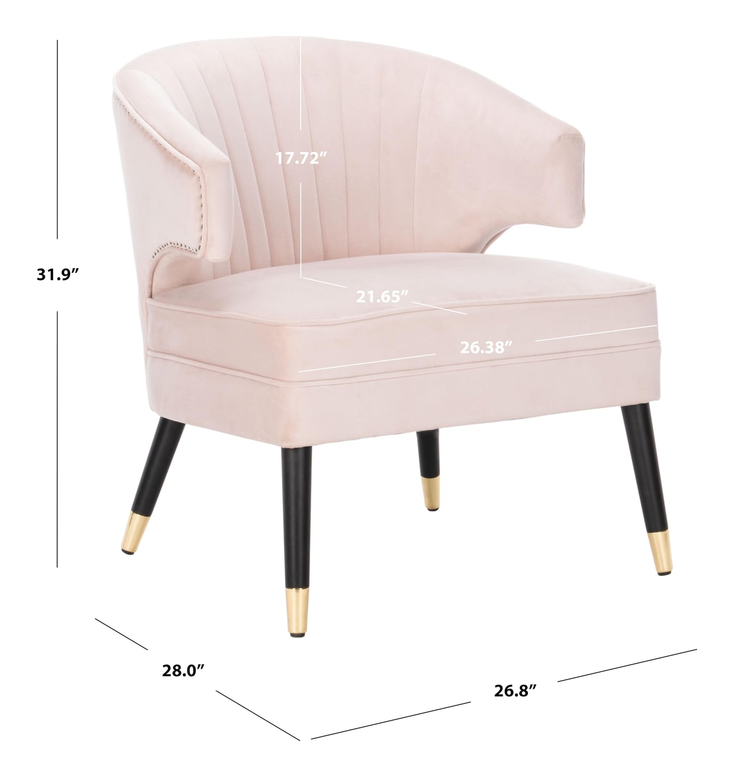 Safavieh Home Stazia Retro Glam Blush Pink and Black Wingback Accent Chair