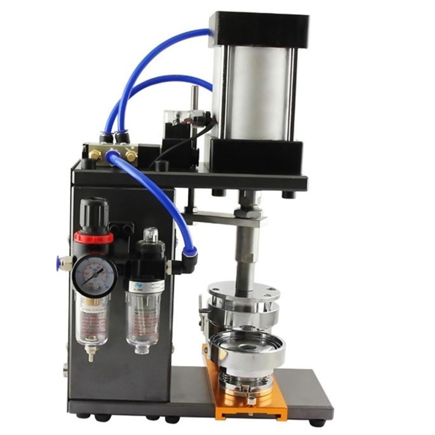 Pneumatic Round Badge Maker, 500PCS/H Tinplate Badge Punch Press Kit, Replaceable Mold, Pin Button Press Making Machine, Soft Magnetic Refrigerator Magnet Making Supplies, for Keychain, Bottle Opener
