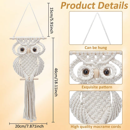 FREEBLOSS Macrame Owl Kit for Beginners Macrame Owl Wall Hanging Tapestry Kit Creative DIY Macrame Owl Boho Macrame Wall Hanging DIY Macrame Kit with Video Tutorial
