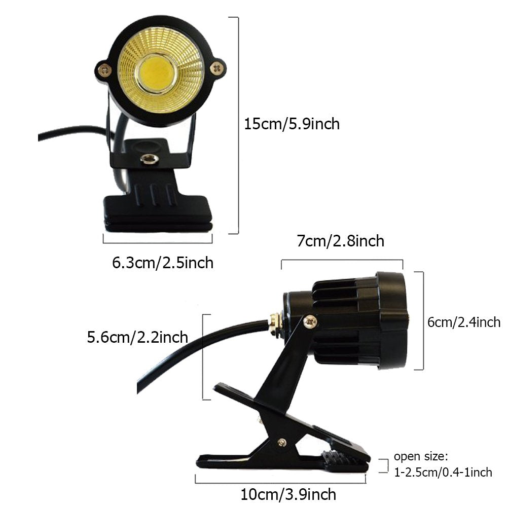 Onerbuy Youngine 1pcs 5W LED Clip on Light Water Resistant Outdoor Blackboard Signboard Lighting Adjustable Desk Stand Arm Lamp with Power Plug (Cool White)