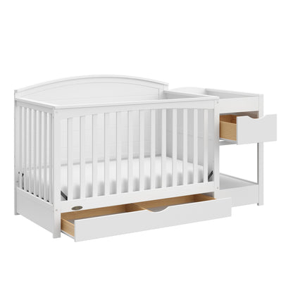 Graco Bellwood 5-in-1 Convertible Crib & Changer with Drawer - GREENGUARD Gold Certified, Full-Size Storage Drawer, Converts to Toddler Bed (White)