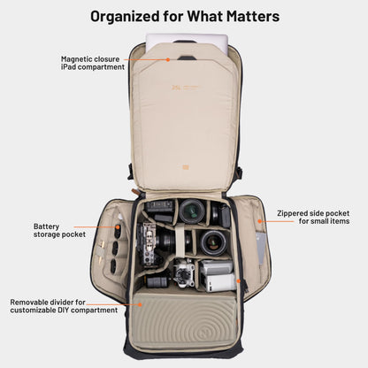 PGYTECH OneGo 2 Camera Backpack 20L with Laptop/iPad Compartment Waterproof for Urban & Travel Photography Compatible with Sony/Canon/Nikon/DSLR/SLR Mirrorless Cameras, Pine Green