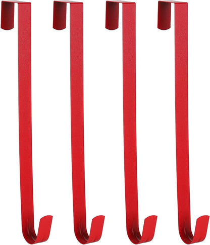 Sattiyrch 15" Wreath Hanger - Sturdy Steel Over The Door Hook for Front Door Decor (Red, 4")
