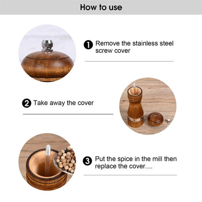 Haomacro Wood Salt and Pepper Grinder Mills Set, Classic Manual Pepper Grinder Salt Grinder Refillable Pepper Mill Sets with Acrylic Visible Window Adjustable Ceramic Grinding Rotor 6.5inch 2 Pack