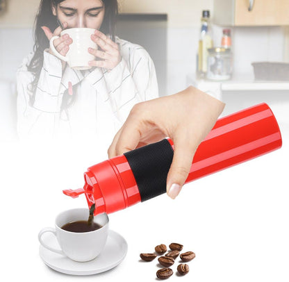 Coffee Bottle, 350ml Portable Coffee Press Bottle for Travelling, Tea Coffee Maker, Red
