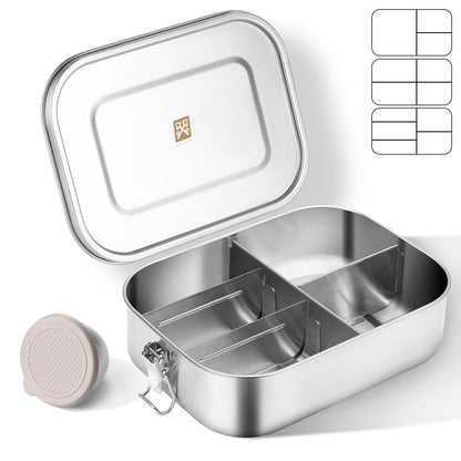 GOLDEN KEY 47QZ Stainless Steel Bento Box with 5 Compartments,1400ml Large & Thickened Metal Lunch Box for Kids or Adults,Eco-friendly Leak-Proof Container with Lockable Clips