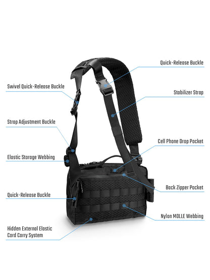 TACTICAL_GEEK L3 Pro EDC Crossbody Bag, Chest Bag with Adjustable Strap,Daily Carry Sling Pack, Large Capacity Daypack Organizer for Camera, Drones（X-PAC Black）