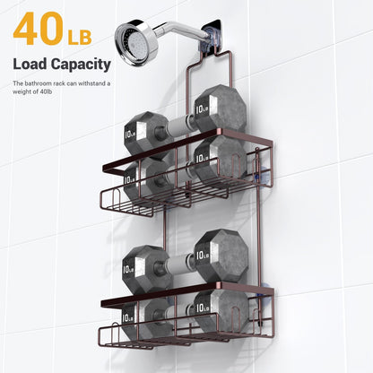 **AKTECKE Shower Caddy - Rustproof Hanging Bathroom Organizer for Shampoo & Soap - Bronze Finish**