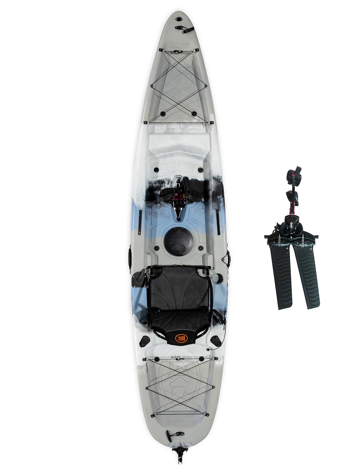 Upgraded Brooklyn 12.0 Single Pedal Kayak by BKC, Lightweight 12-Foot Sit-On-Top Pedal-Drive Kayak with Rudder, Stable Fishing & Touring Design, 440 lb Capacity, Storage Hatches (Storm Surge)