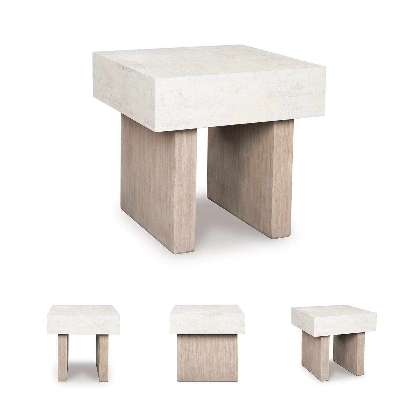 Signature Design by Ashley Jorlaina Modern End Table with Heat Resistant, Scratch Resistant and Fade Resistant Surface, Light Gray & Light Brown