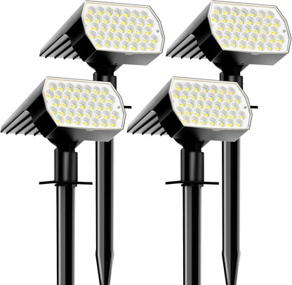 Solar Spot Lights Outdoor Waterproof, 3 Modes Landscape Spotlights, Dusk to Dawn Solar Powered Flood Wall Lights for Outside, Solar Garden Lights for Yard Porch (4PACK)